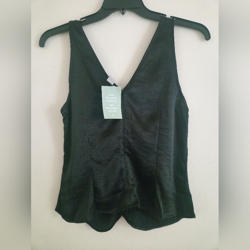 H&M top rushed satin top black sizes M, L, XL BNWT - Picture 4 of 10